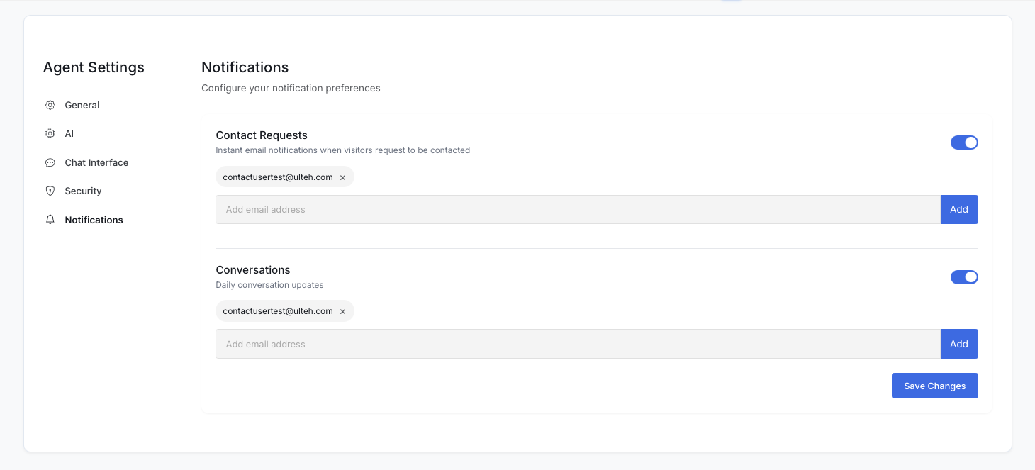 Geri arama bildirimleri için e-posta ayarları